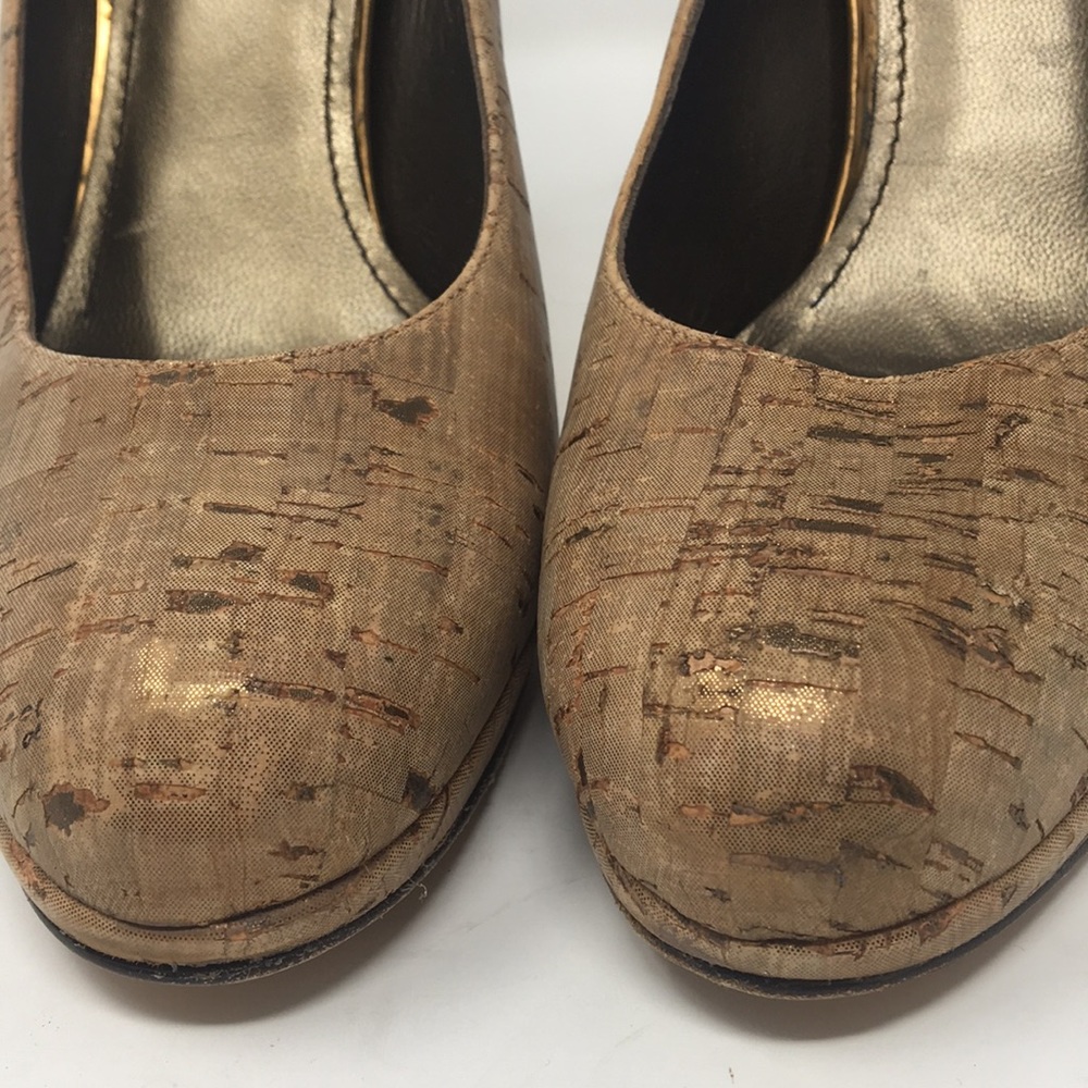Stuart Weitzman Bronze Cork-Look Pumps - image 2